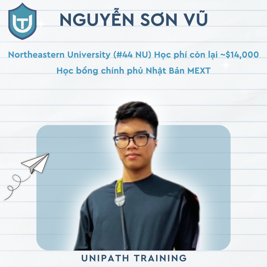 Nguyễn Sơn Vũ - chinh phục Northeastern University với mức học phí còn lại chỉ ~$14,000